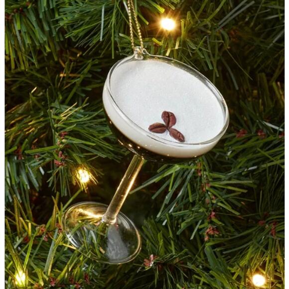 Wondershop Glass Espresso Martini Cocktail Christmas Tree Ornament NWT - Picture 1 of 3